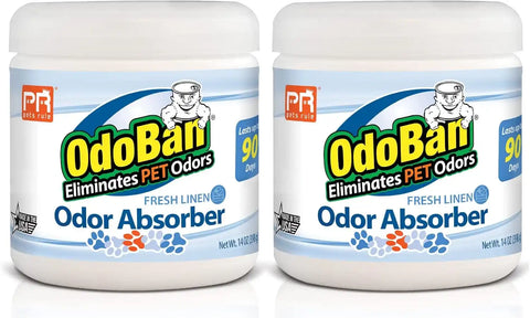 Pets Rule OdoBan Solid Odor Absorber Air Freshener, 2-Pack, 14 Ounce Jar Each, Fresh Linen Scent