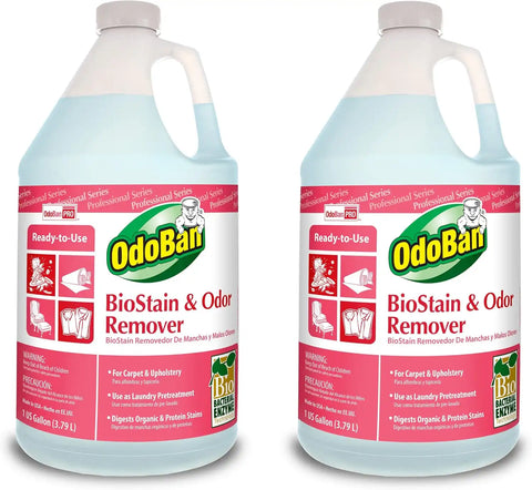 OdoBan Professional Cleaning and Odor Control Solutions, Ready-to-Use Biostain and Odor Remover, Made in the USA, 2 Gallons