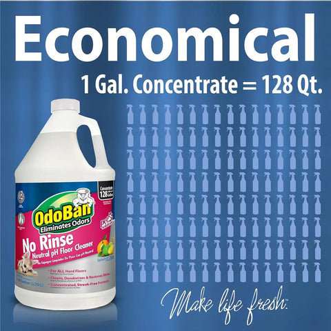 OdoBan Pet Solutions No Rinse Neutral pH Floor Cleaner Concentrate, Made in the USA, 2 Gallons