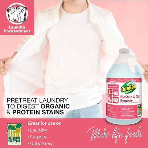 OdoBan Professional Cleaning and Odor Control Solutions, Ready-to-Use Biostain and Odor Remover, Made in the USA, 4 Gallons