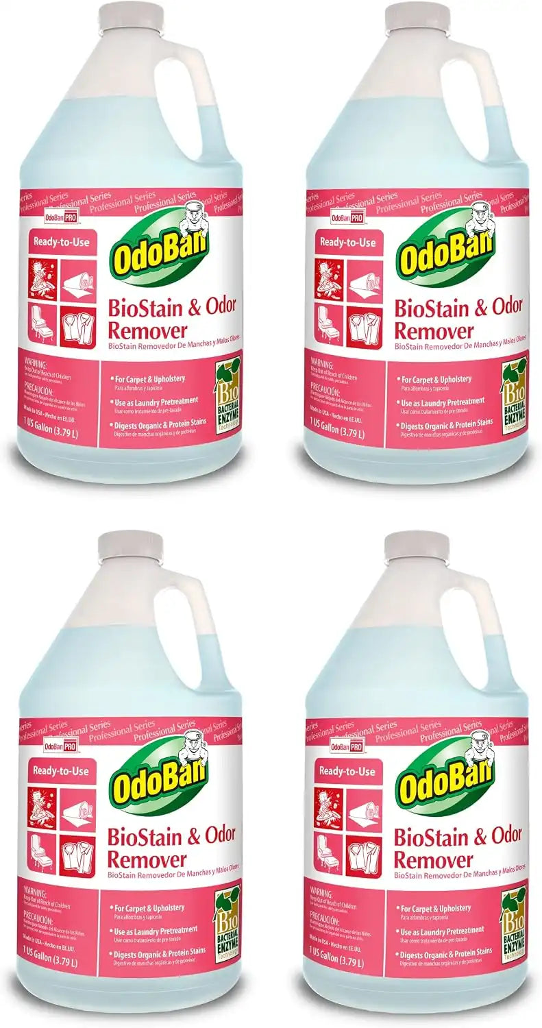 OdoBan Professional Cleaning and Odor Control Solutions, Ready-to-Use Biostain and Odor Remover, Made in the USA, 4 Gallons