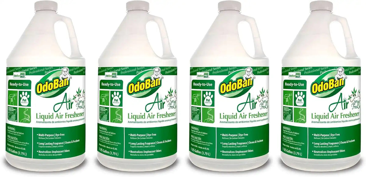 OdoBan Professional Series Ready-to-Use Air Spring Fresh Liquid Air Freshener, Made in the USA, Spring Fresh Scent Clear, 4-Pack, 1 Gallon Each