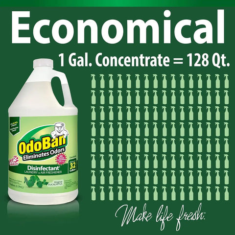 OdoBan Disinfectant Concentrate and Odor Eliminator, Made in the USA, Original Eucalyptus, Lavender and Cotton Breeze Scents, 3 Gallons