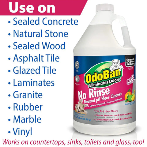 OdoBan Pet Solutions No Rinse Neutral pH Floor Cleaner Concentrate, Made in the USA, 2 Gallons
