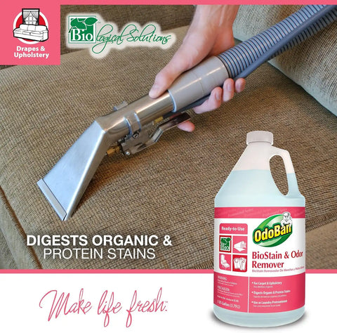 OdoBan Professional Cleaning and Odor Control Solutions, Ready-to-Use Biostain and Odor Remover, Made in the USA, 2 Gallons