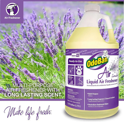 OdoBan Professional Series Ready-to-Use Air Lavender Liquid Air Freshener, Made in the USA, Lavender Scent, 4-Pack, 1 Gallon Each